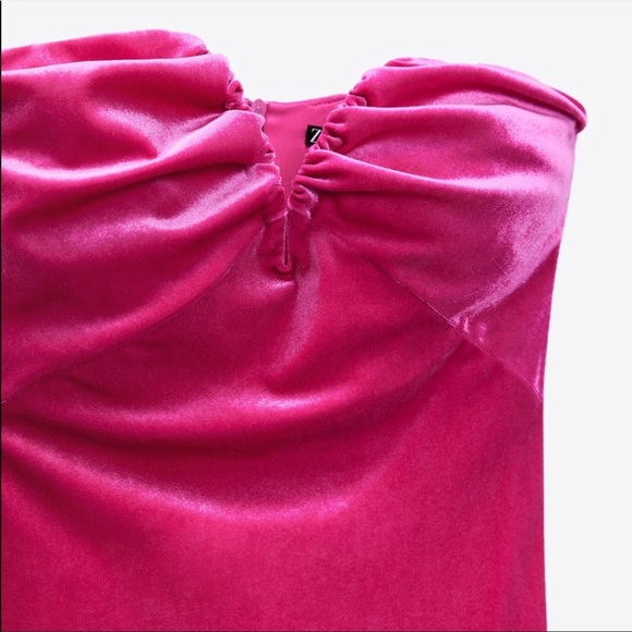 Strapless Magenta Velvet Dress - Picture 2 of 6